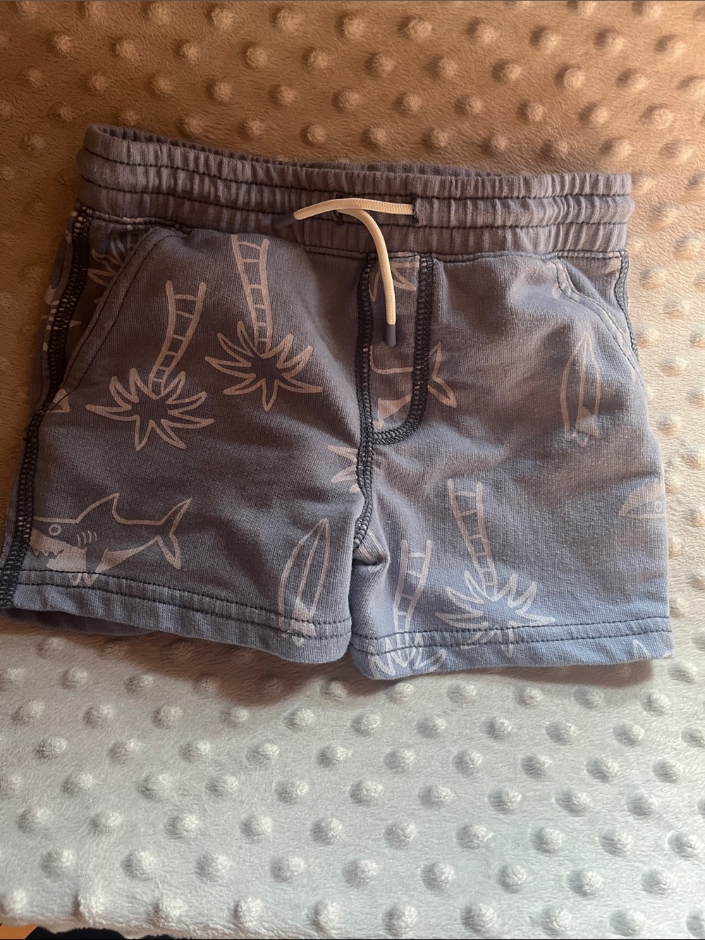 Toddler Shorts with Shark & Palm Print - Blue